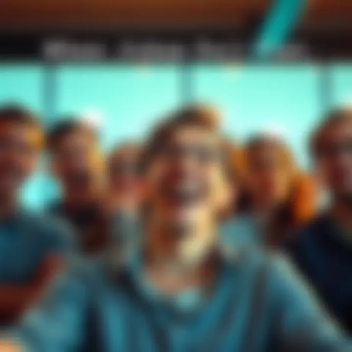 A person with a surprised expression, trying to laugh but looking confused, surrounded by friends who are not amused.