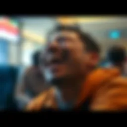 A person doubled over with laughter, showcasing a joyful reaction to a funny clip.