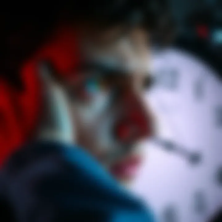 A person staring at a clock, reflecting on lost time with a troubled face
