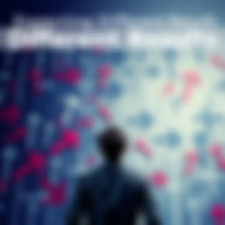 A person stands in front of a wall filled with arrows pointing in different directions, showing confusion about choices and outcomes.