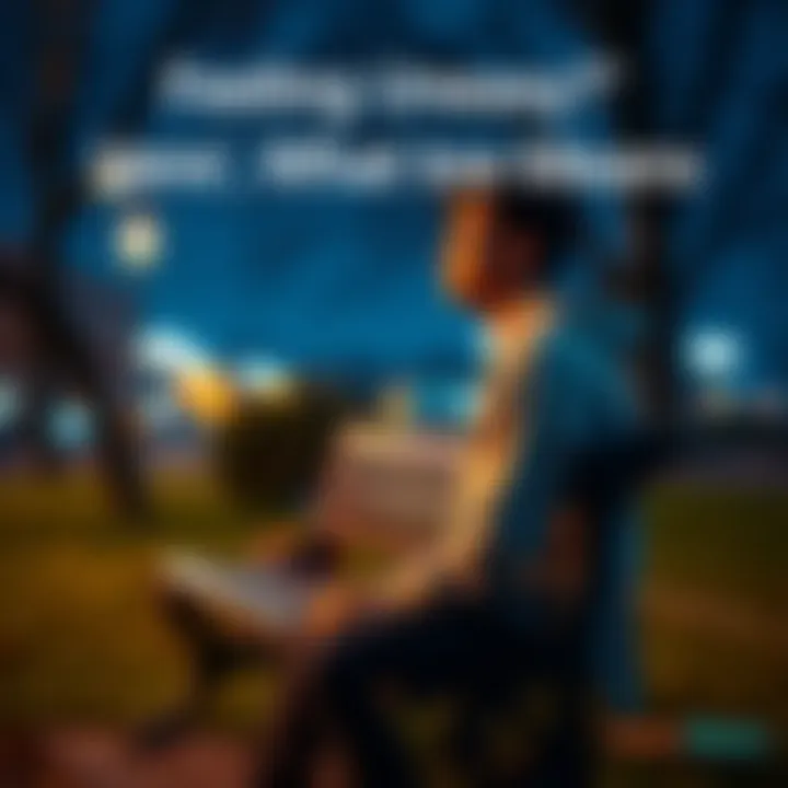 Person looking thoughtful A person sitting on a park bench, looking pensive while gazing into the distance, reflecting on their feelings of unease.