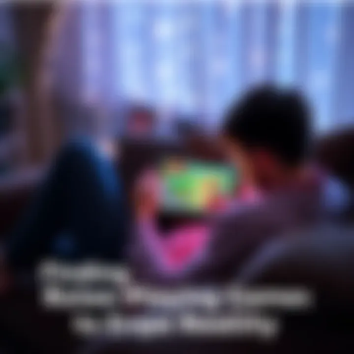 A person sits on a couch, deeply focused on their iPad, immersed in a colorful role-playing game.