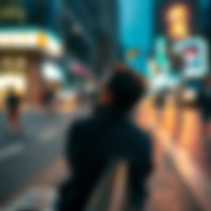 A person sitting on a bench, looking thoughtful while observing a busy street scene around them, highlighting moments of surprise in everyday life.