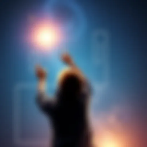 A young adult stretching towards a starry sky, symbolizing ambition and personal growth.