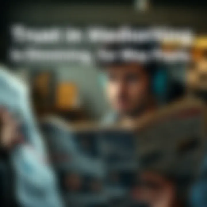 Individual looking at a newspaper, appearing confused about the news content, reflecting doubts about media reliability