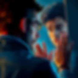 A person looking in a mirror, contemplating their true self with a thoughtful expression.