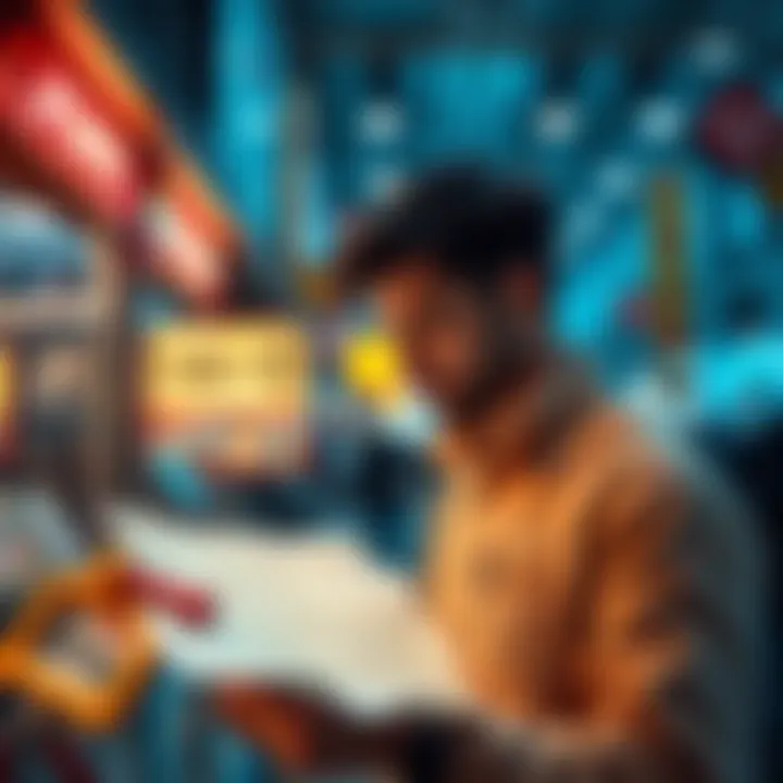 A person looking at a map while searching for shops that accept tokens.