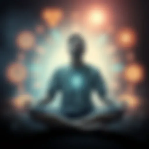 A person sitting cross-legged with eyes closed, surrounded by glowing symbols, representing extrasensory perception.