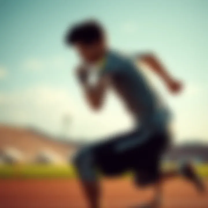 A person attempting to sprint but showing signs of difficulty, representing physical and mental barriers to sprinting.