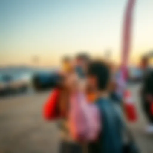 Person taking a photo with a camera A person enthusiastically capturing a moment with a camera at an outdoor event