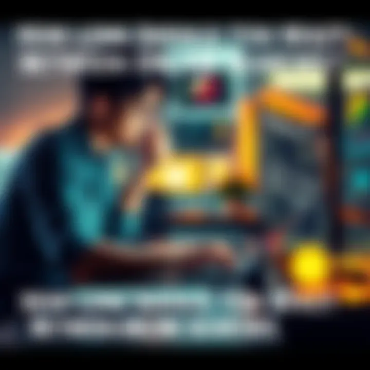 A person sitting at a desk, looking thoughtfully at their laptop screen while waiting between online searches.