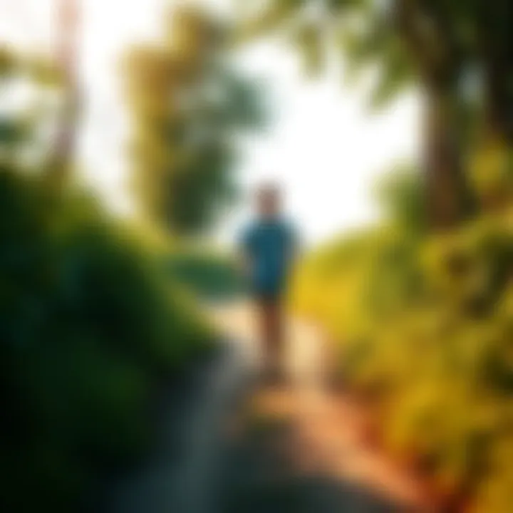 A confident individual walking on a path, surrounded by greenery, representing personal growth and self-discovery.