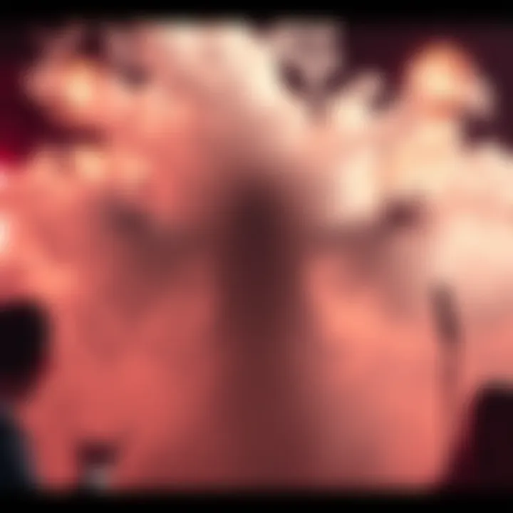 Person Vanishing in a Swirl of Smoke A person seemingly dissolving into thin air, surrounded by swirling smoke and astonished onlookers.