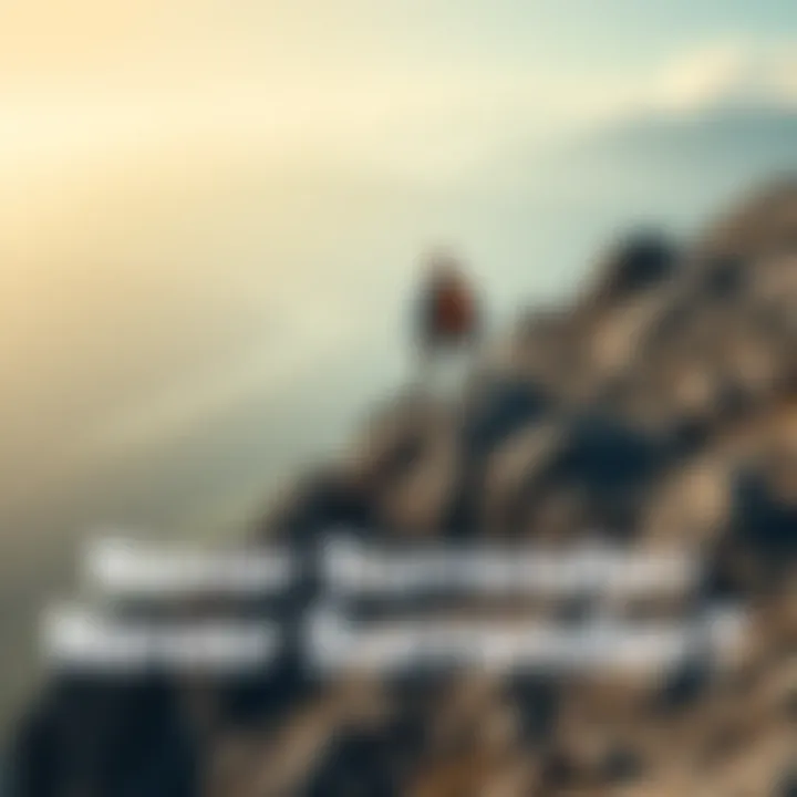 A determined person climbing a rocky mountain, symbolizing resilience and perseverance in the face of challenges.