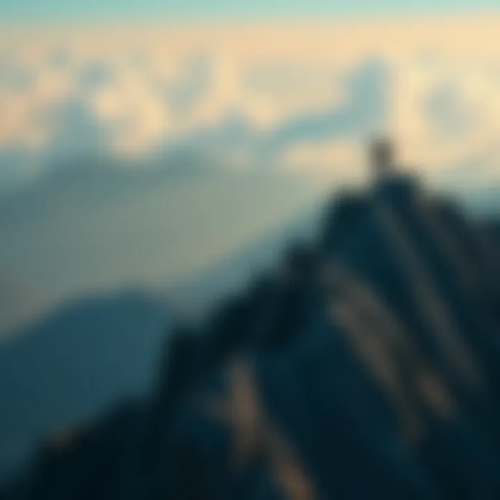 A person climbing a mountain, symbolizing the journey to success and ranking up quickly.