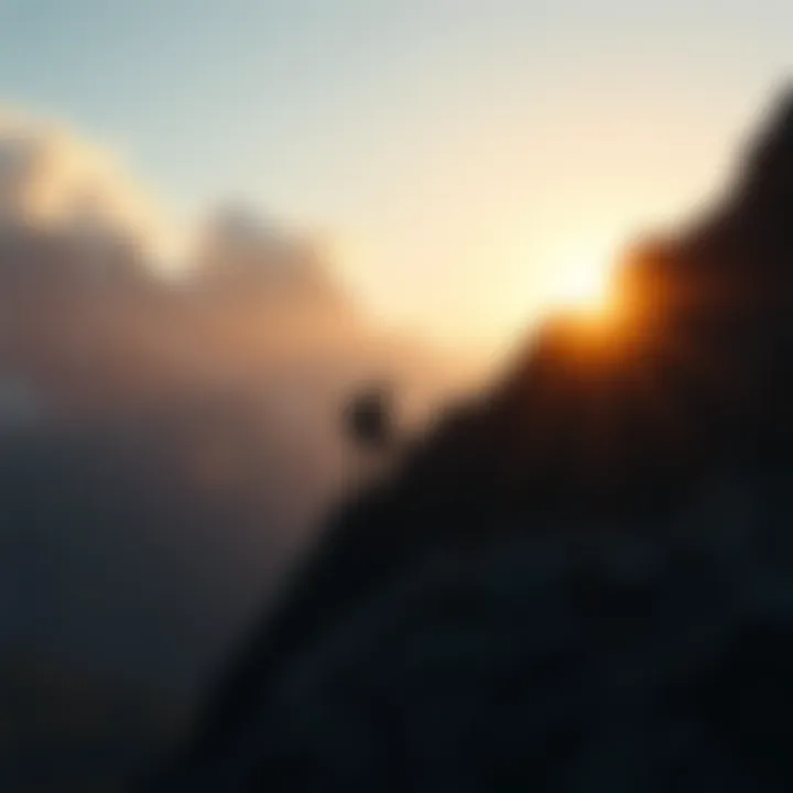 A person making an effort to climb a steep mountain, symbolizing the journey of trying hard and the lessons learned along the way.
