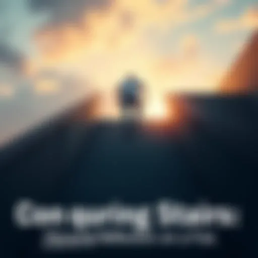 A person ascending a set of stairs with determination, symbolizing overcoming challenges in daily life.