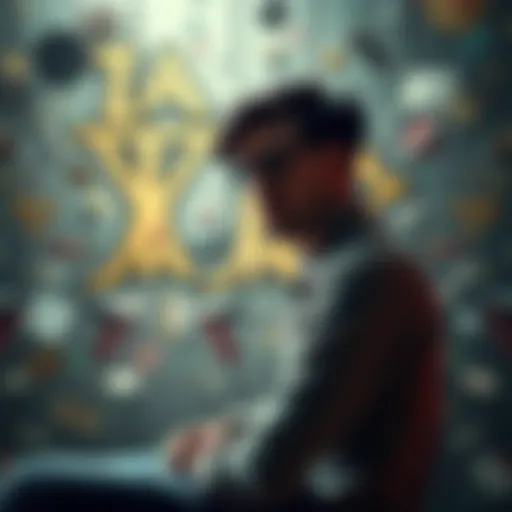 A person sitting alone with a thoughtful expression, surrounded by chaotic visuals representing confusion and disorder, illustrating the idea of insanity