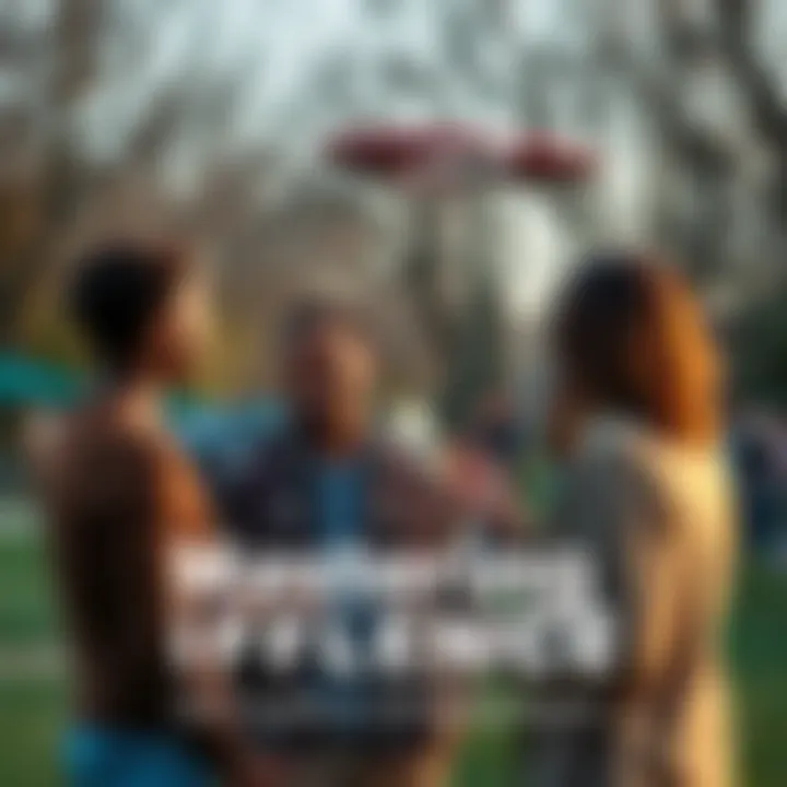 A person engaging in conversation and building connections with friends in a park.