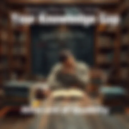 A person sitting at a table with books, looking thoughtful, symbolizing the quest for understanding and learning.