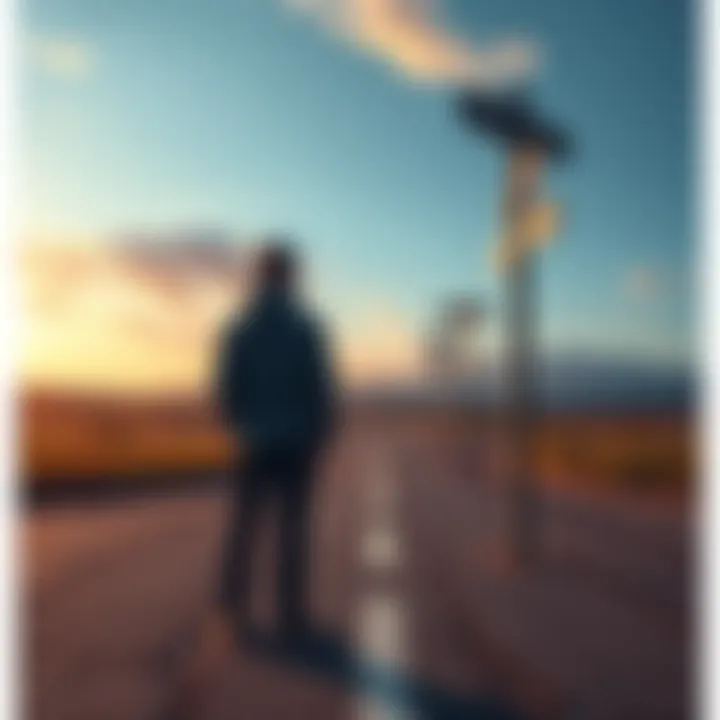 A person looking at signposts pointing in different directions, symbolizing choices and paths in life.