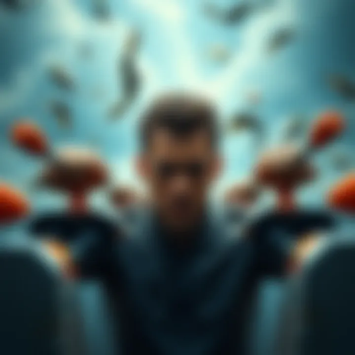 A person looking stressed while surrounded by obstacles, symbolizing a tough situation.