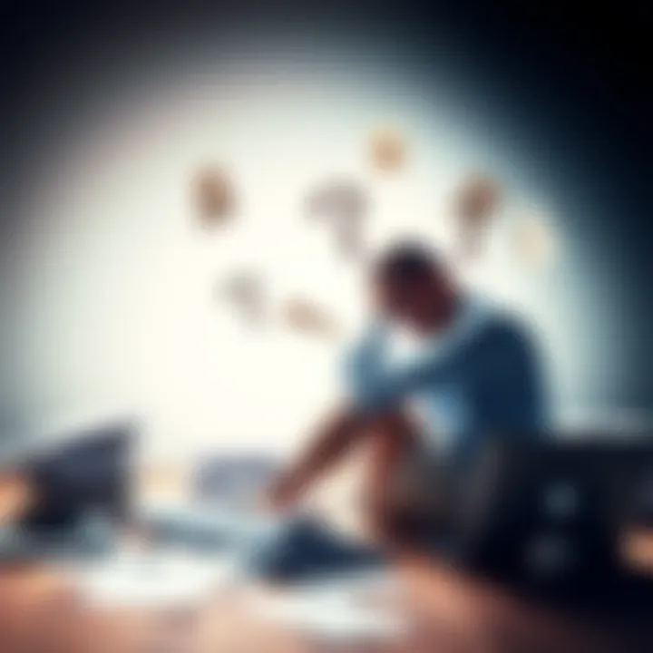 A person sitting on the floor with their head in their hands, surrounded by papers and a laptop, showing signs of stress and confusion.