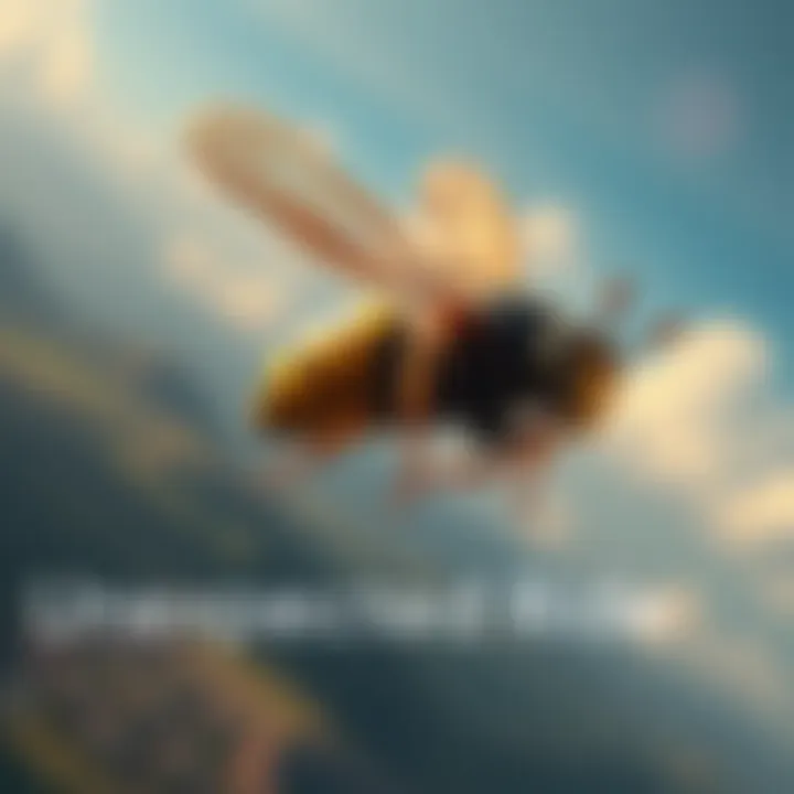 A person unexpectedly soaring through the air while gripping a large wasp, capturing a thrilling moment of surprise and adventure.