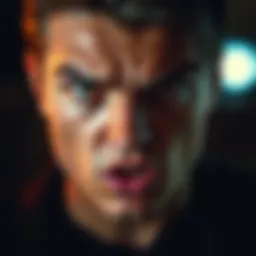 A person with an intense glare, demonstrating a compelling expression that influences those around them
