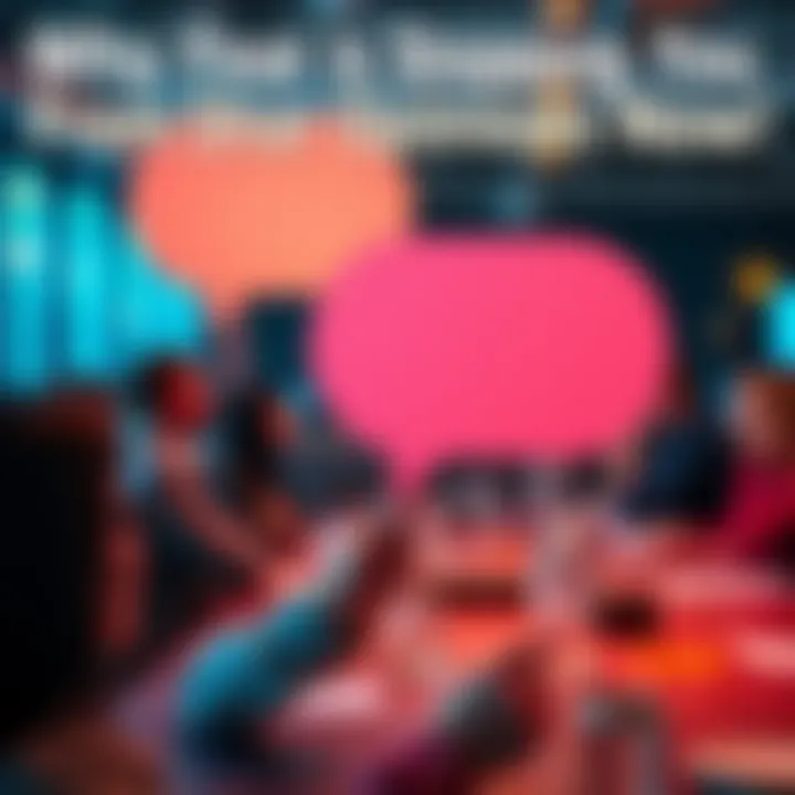 A person holding a speech bubble, looking hesitant to share their thoughts while seated at a table with others, showing a fearful expression.