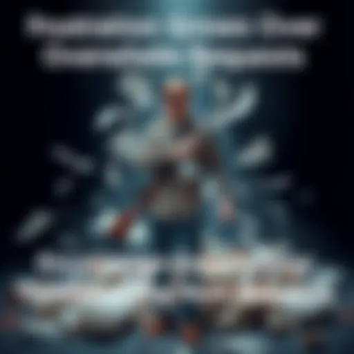 A person stands with hunting gear in hand, surrounded by papers of requests for assistance, looking overwhelmed and thoughtful.