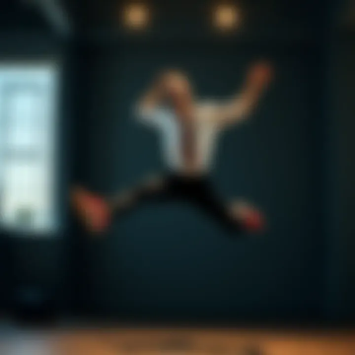Individual expressing frustration while trying to jump, showcasing emotions related to physical limitations.