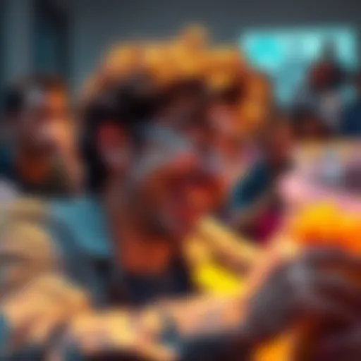 A person chuckling while looking at a small mess they created, showing a light-hearted reaction to a minor mishap.