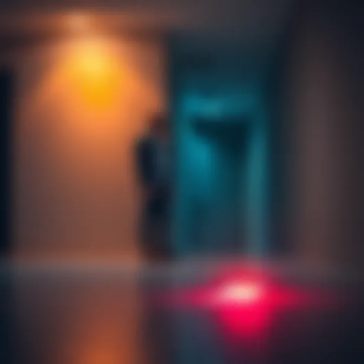 A person stands confused, staring at a letter on the floor, unable to pick it up