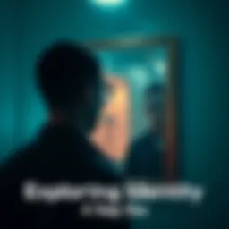 Individual reflecting on their identity in front of a mirror