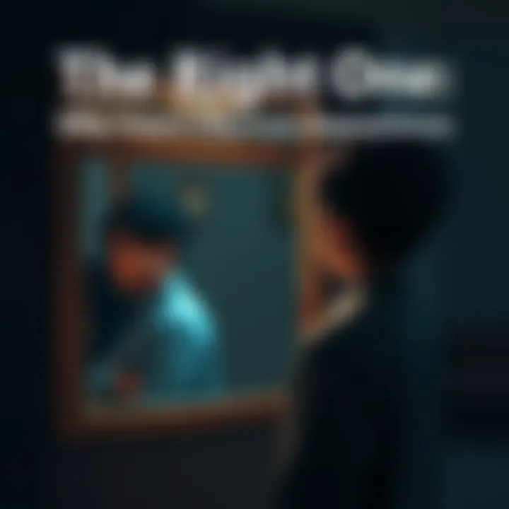 A person stands in front of a mirror, looking thoughtfully at their reflection, symbolizing the theme of appearances and deeper understanding.