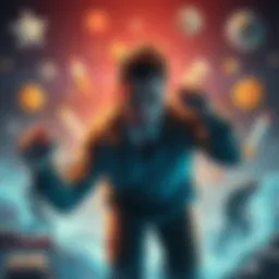 A person confidently tackling a difficult task with focus and determination, surrounded by symbols of obstacles and tools for success.