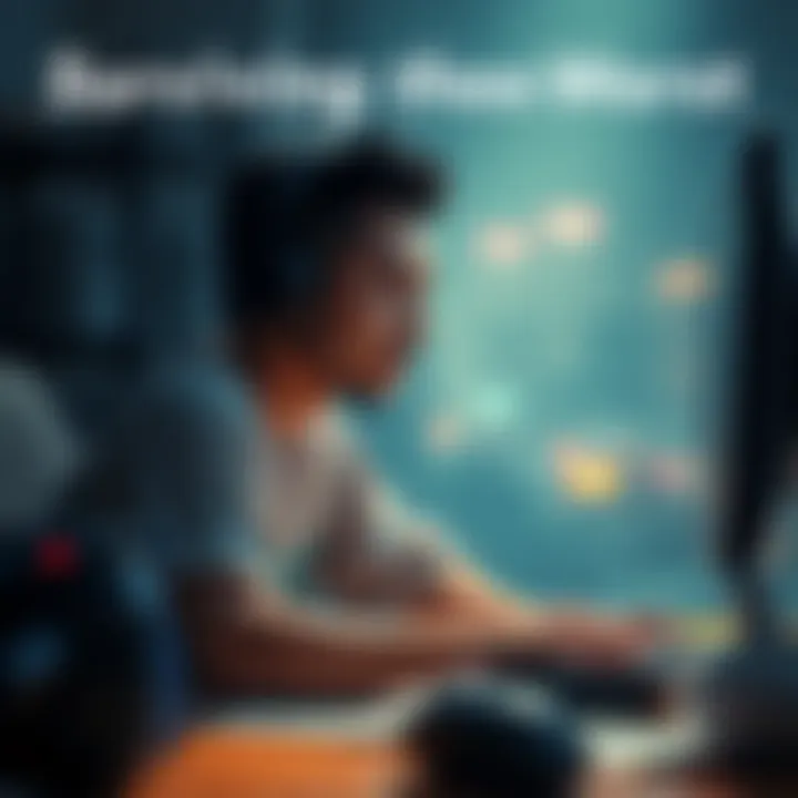 A determined gamer sitting at a desk, reflecting on their journey through tough times with resilience and hope.