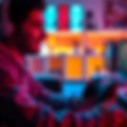 Individual focused on a video game console, enjoying a gaming session that brings joy and relaxation.