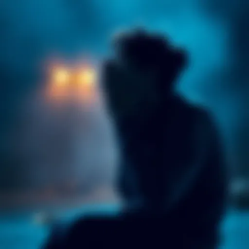 A person kneeling with hands clasped in prayer, looking upwards with a heartfelt expression, symbolizing a plea for divine assistance.