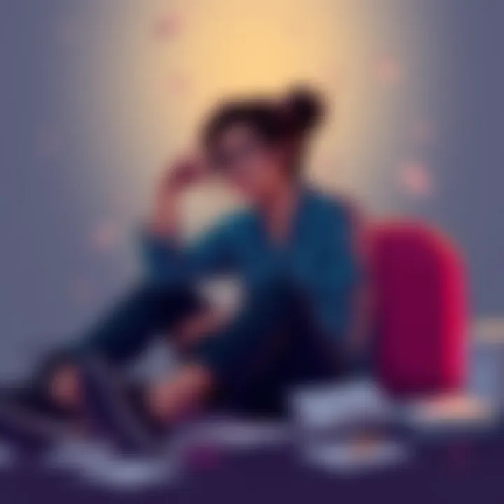 A person sitting in a thoughtful pose, contemplating skills and abilities, with notes scattered around.