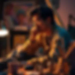 Person Reflecting on Creativity A thoughtful person sitting in a cozy space, deep in reflection about creativity and genius, with artistic items scattered around.