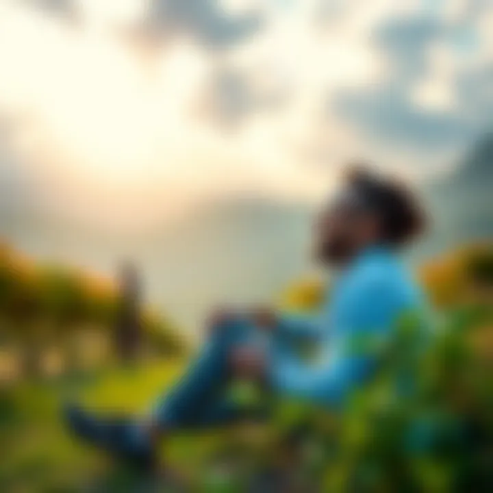 A person sitting in nature, contemplating what brings them joy and satisfaction in life.