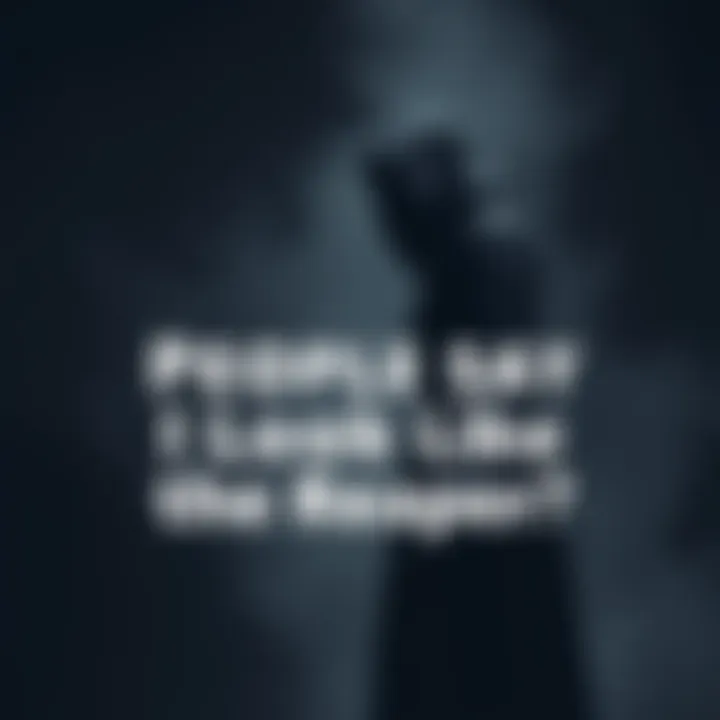 Person resembling the Reaper A person dressed in dark, flowing clothes with a hood, standing in a moody atmosphere, suggesting a reaper-like appearance