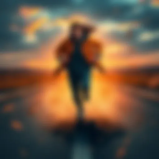A person confidently running forward with determination, representing bold actions in uncertain times.