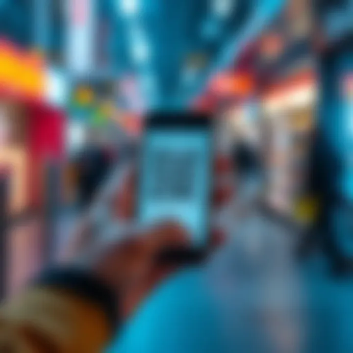 A person holds a smartphone pointed at a QR code, showing their interest in scanning it for information.