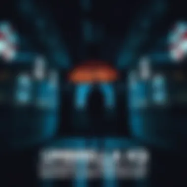 A person standing in a dimly lit room with Umbrella logos, looking around for a way to escape, appearing anxious and without weapons.