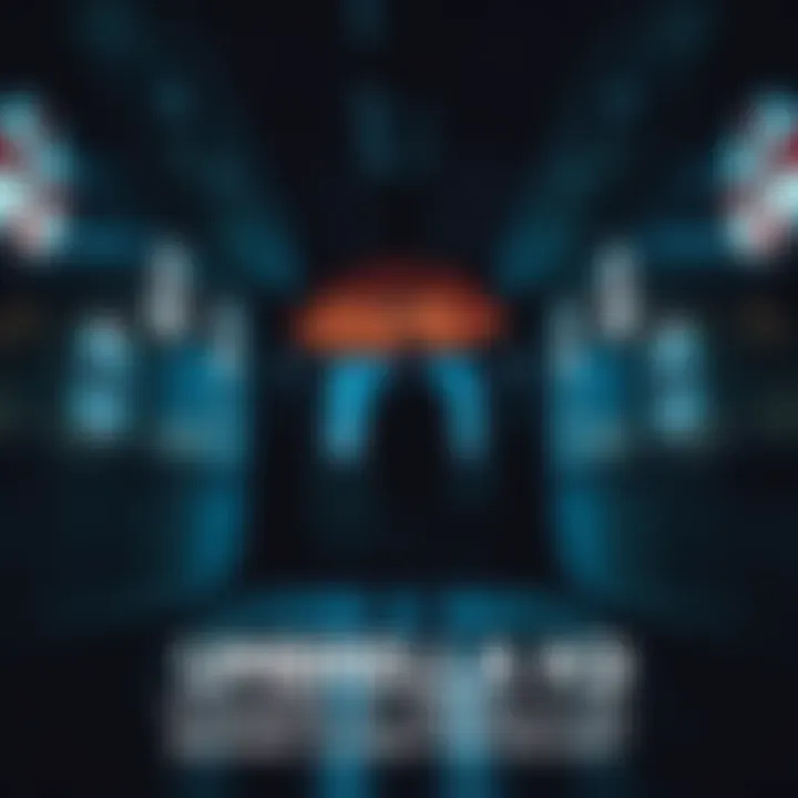 A person standing in a dimly lit room with Umbrella logos, looking around for a way to escape, appearing anxious and without weapons.