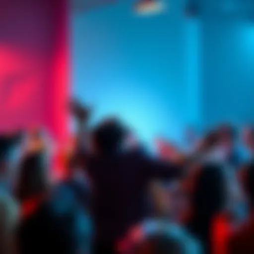 A person passionately sharing their opinion in front of an engaged audience, sparking conversations.