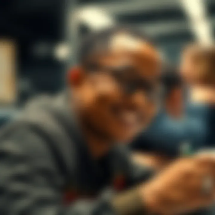 Person showing determination An individual with mental disabilities is working on personal goals, smiling and focused, in a supportive environment.